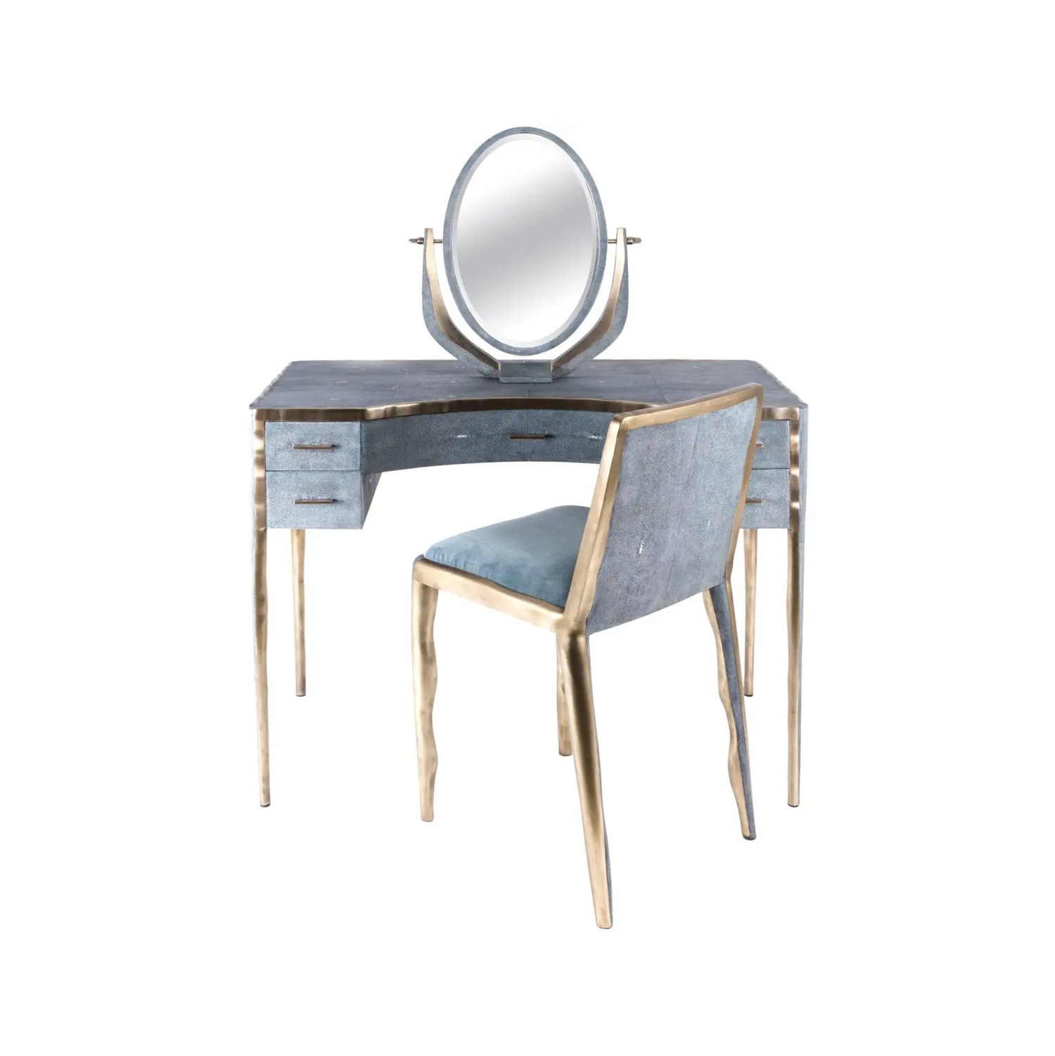 R&Y AugoustiMelting Vanity Table in Blue Shagreen梳妆台